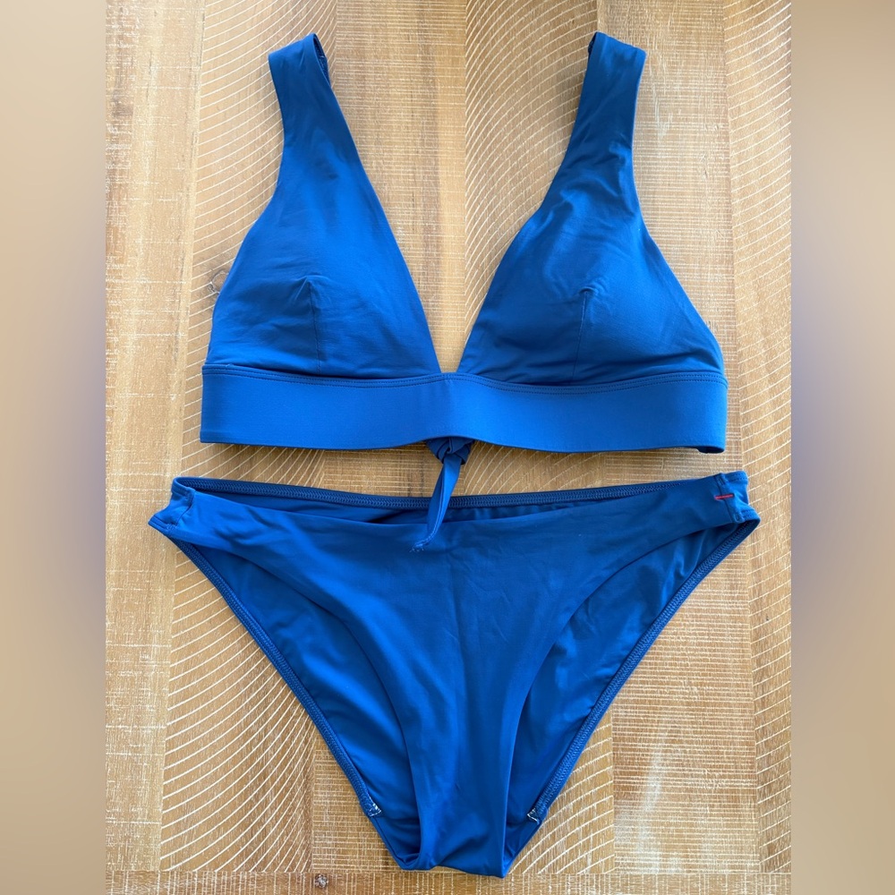 NWOT Everlane Women's The Triangle Bikini Top Set in Blue Sm Bottom/Med Top